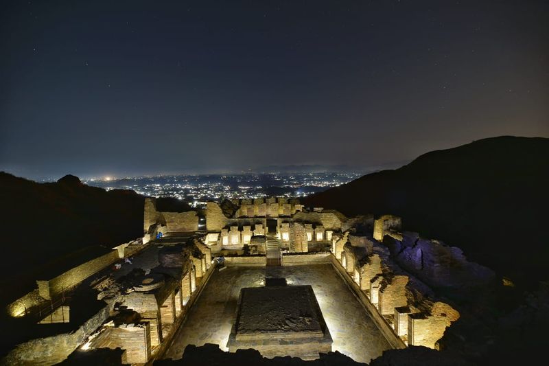 Takht Bhai at Night - Archeological site in Pakistan