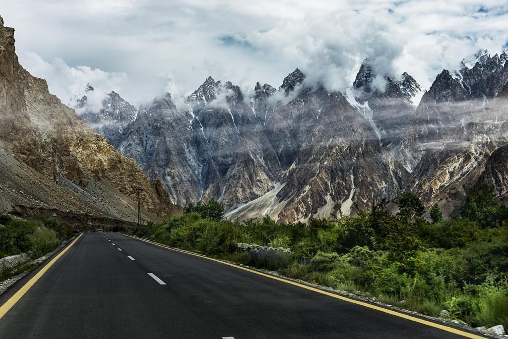 Sharp peaks of Passu Cones seen from Karakoram Highway viewpoint