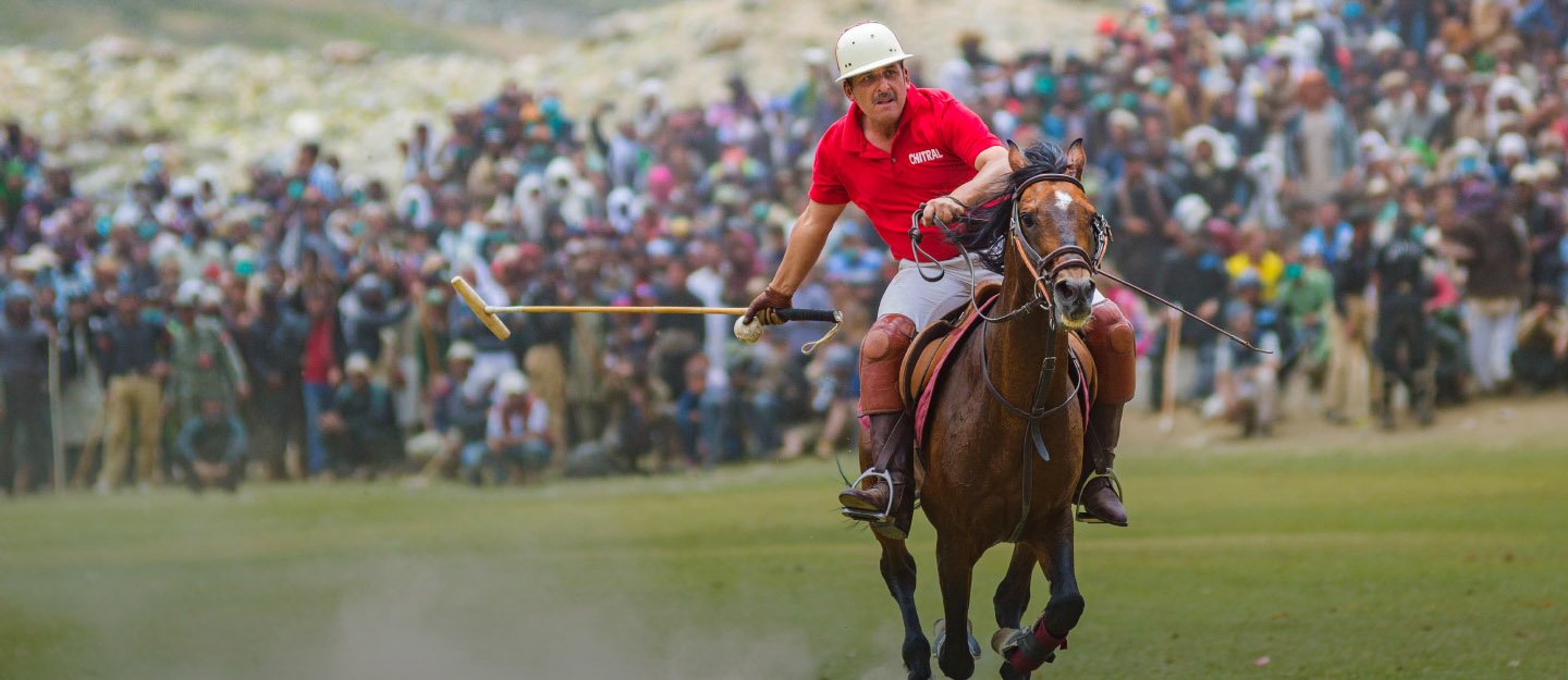 Traditional freestyle polo game at the world’s highest polo ground in Shandur National Park