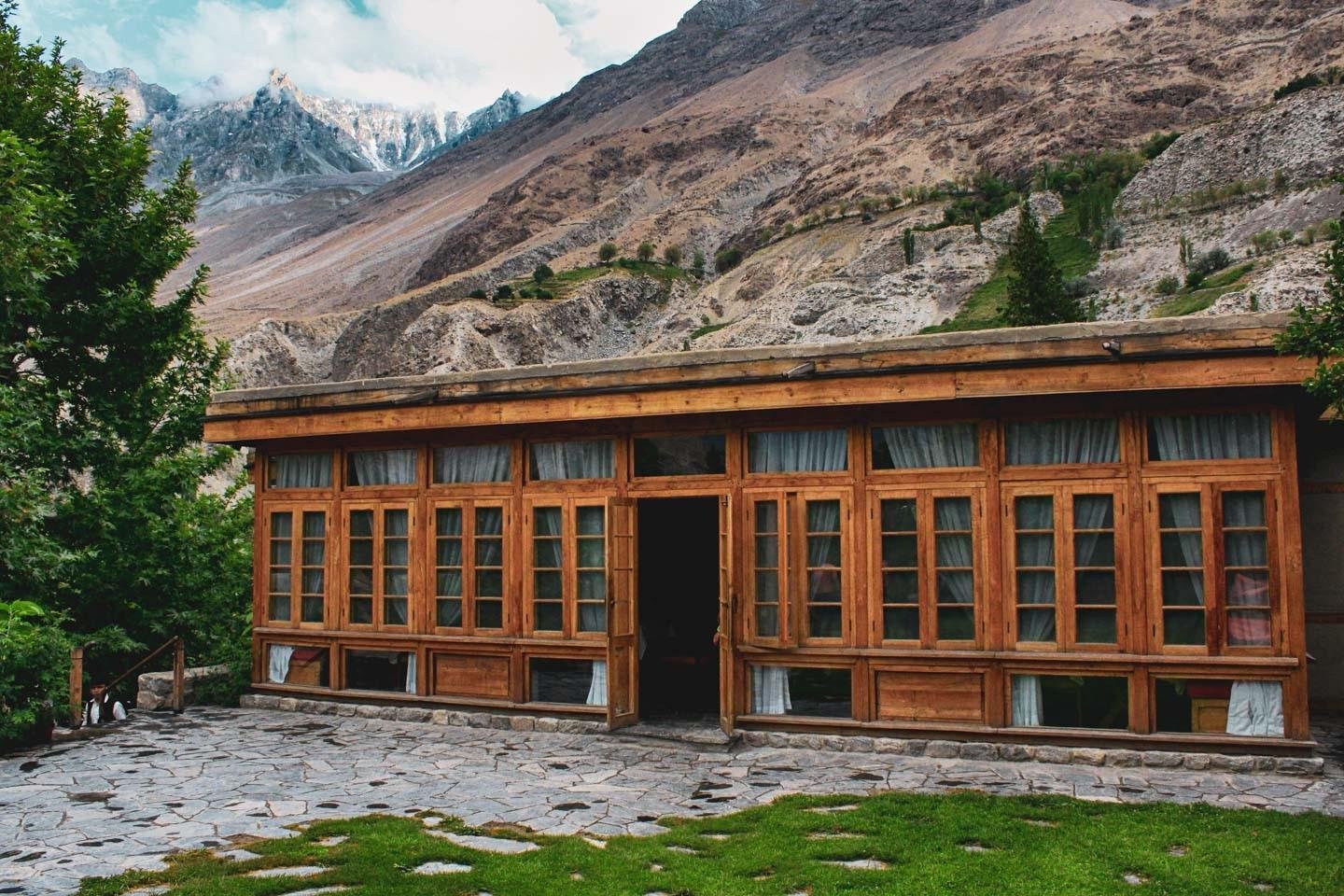 Traditional stone and wood houses in Barah Valley built in Balti architectural style