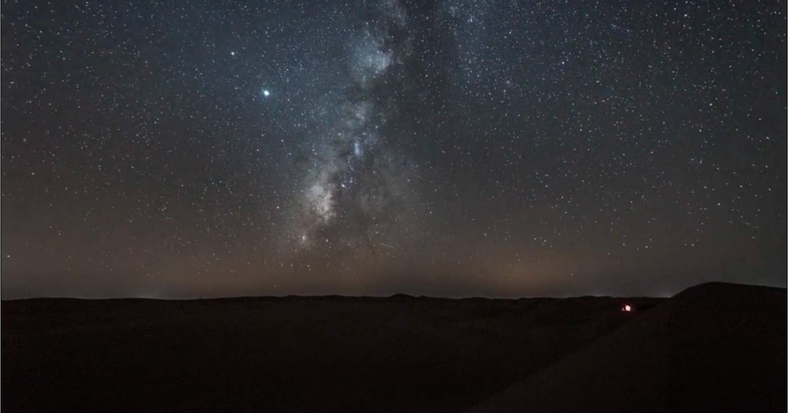 Star-filled night sky with Milky Way visible above Katpana Desert dunes