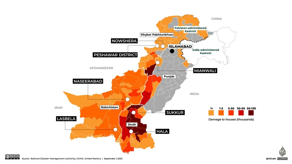 eat-map or shaded map of Pakistan showing high-risk zones.
Climate Change in Pakistan